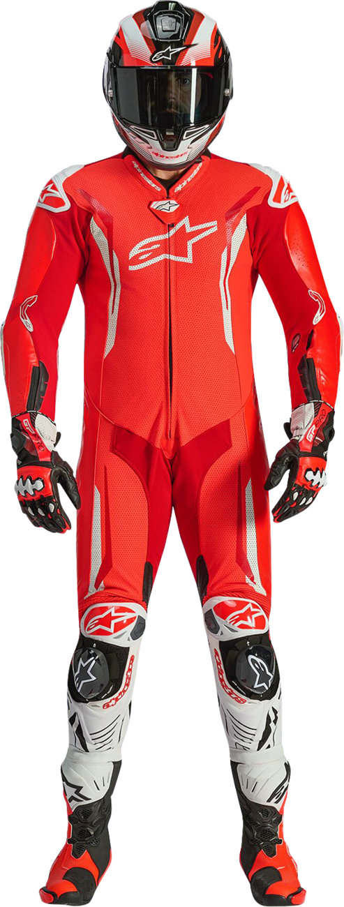 Alpinestars GP Tech v5 1-Piece Leather Suit - Red Fluo/Bright Red/White