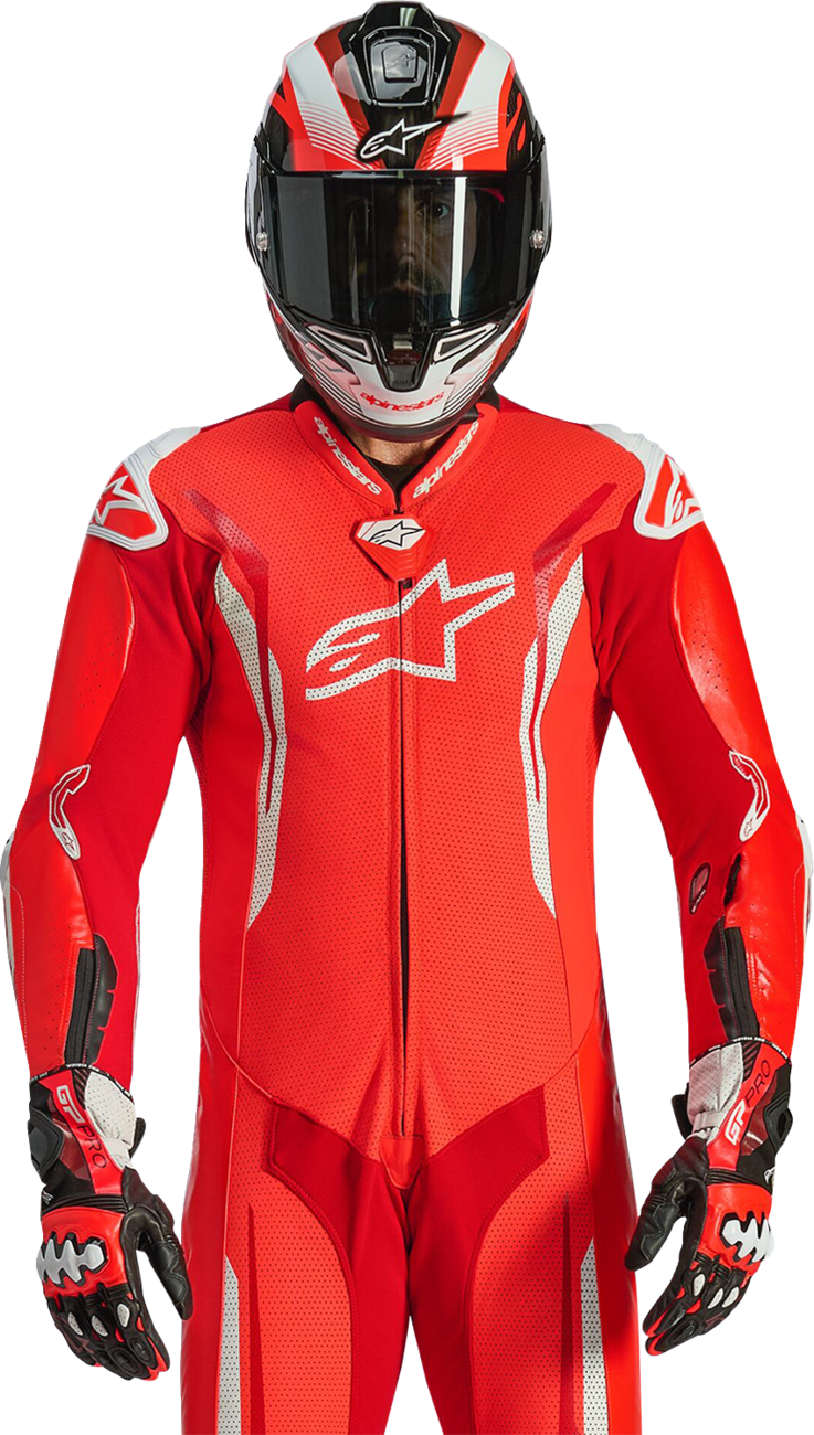 Alpinestars GP Tech v5 1-Piece Leather Suit - Red Fluo/Bright Red/White