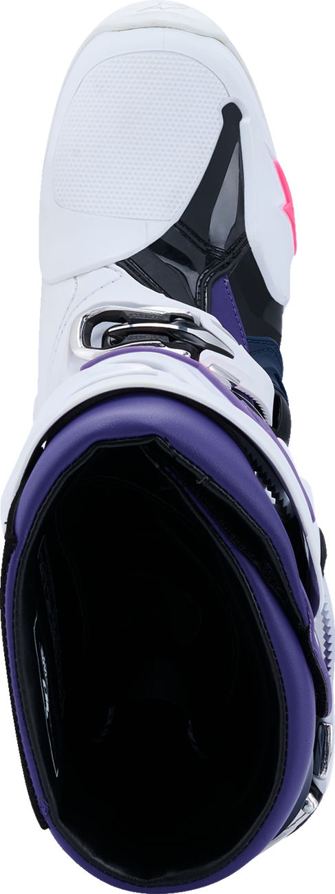Alpinestars Tech 10 Boots - White/Violet/Navy/Pink Fluorescent