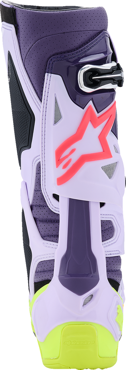 Alpinestars Tech 10 Supervented Boots - Purple/Fluorescent Yellow/Diva Pink