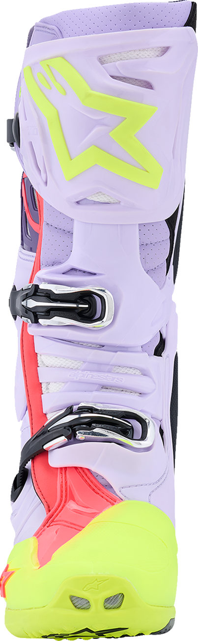 Alpinestars Tech 10 Supervented Boots - Purple/Fluorescent Yellow/Diva Pink
