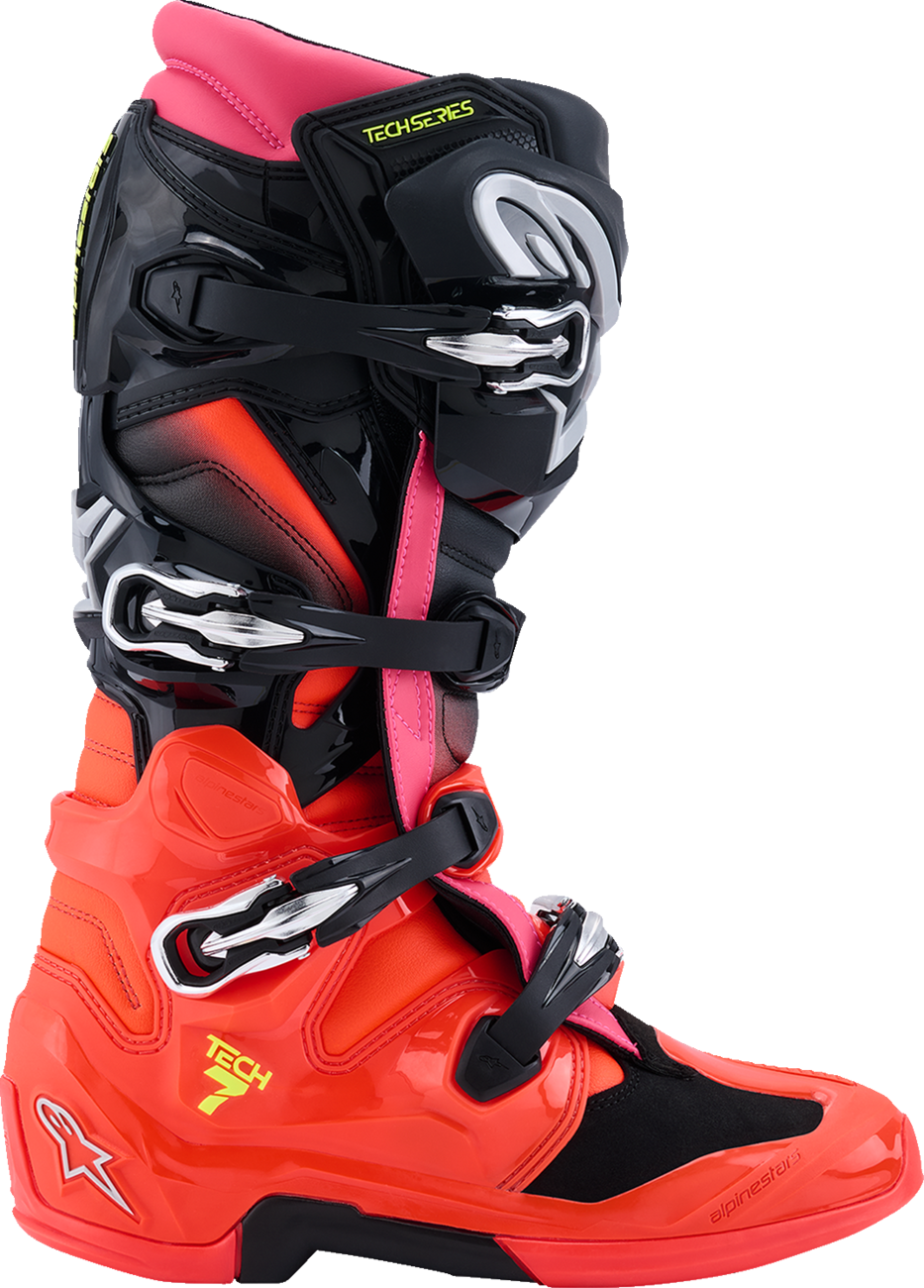 Alpinestars Tech 7 Boots - Black/Fluorescent Red/Fluorescent Pink