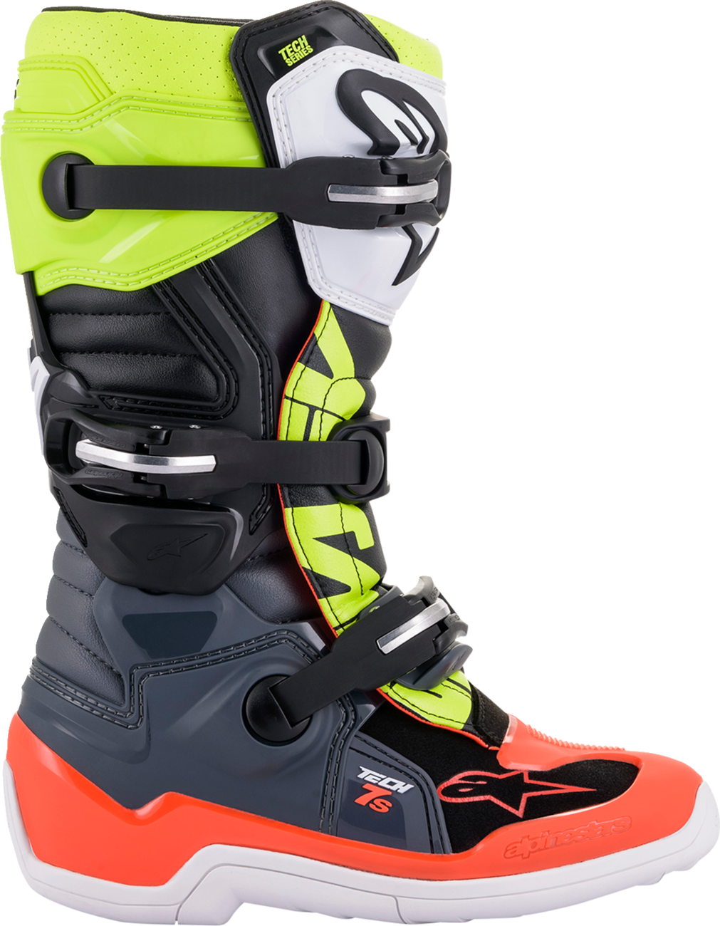 Alpinestars Youth Tech 7S Boots - Black/Gray/Red/White/Yellow