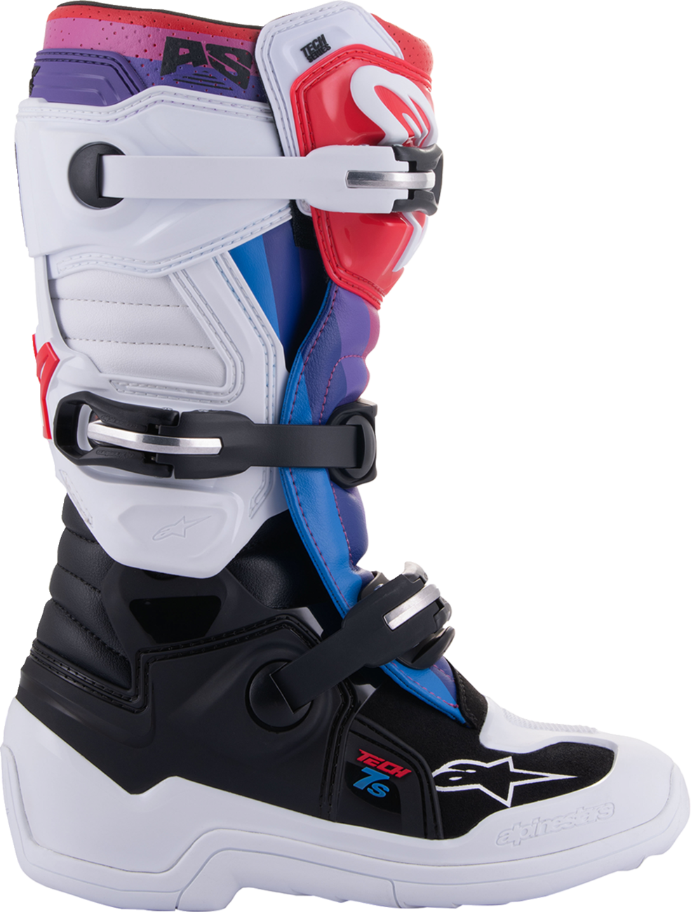Alpinestars Youth Tech 7S Boots - White/Black/Rainbow