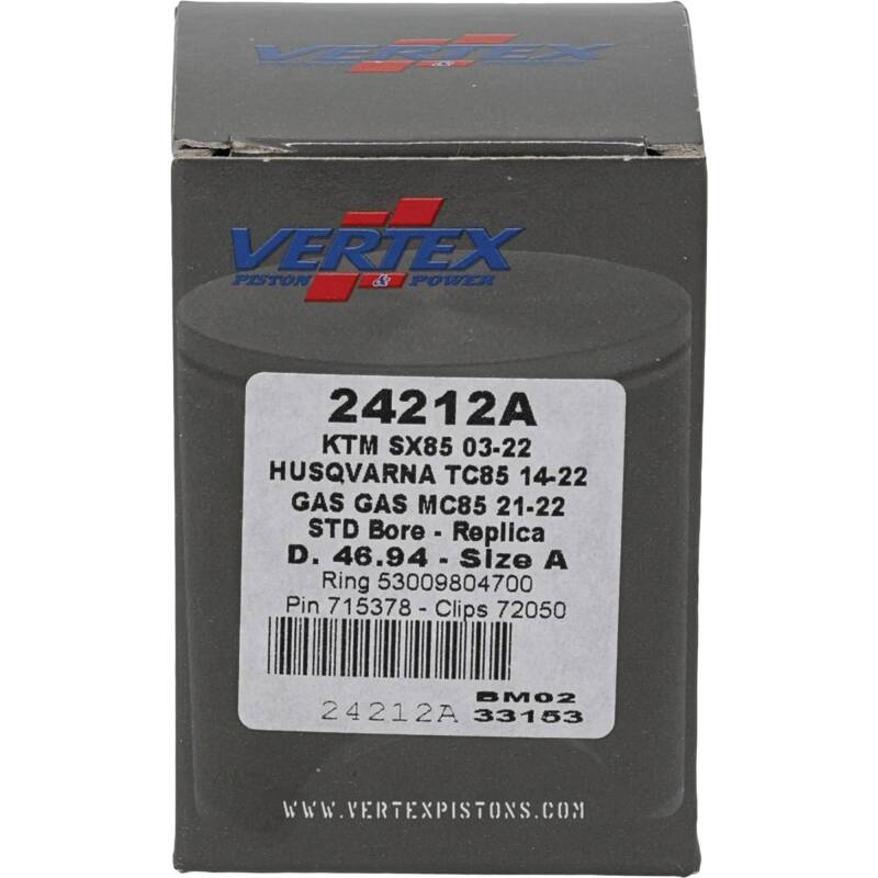 Vertex Piston 03-24 KTM 85 SX 85cc Cast Replica Piston Kit - KTM 85 SXS, 85 XC (2008–2014) - 24212A