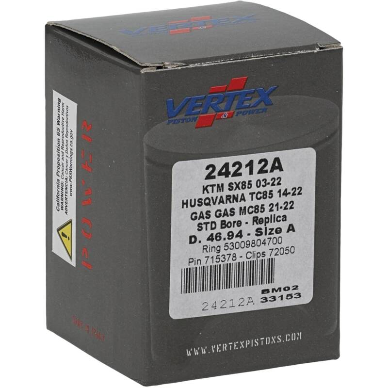 Vertex Piston 03-24 KTM 85 SX 85cc Cast Replica Piston Kit - KTM 85 SXS, 85 XC (2008–2014) - 24212A